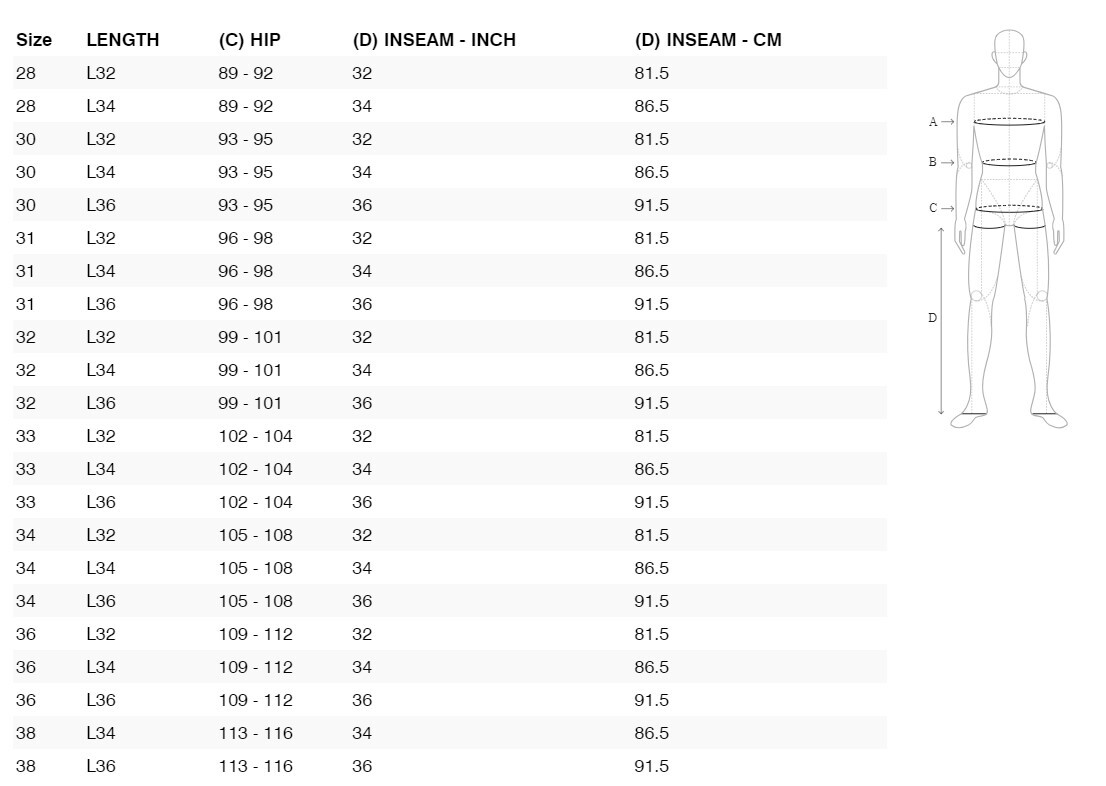 Foto: Size chart REV'IT!