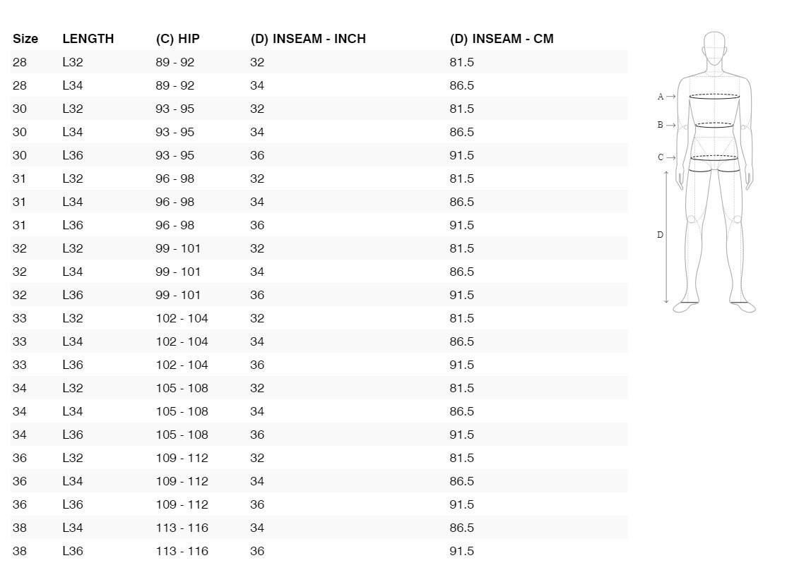 Foto: Size chart REV'IT!