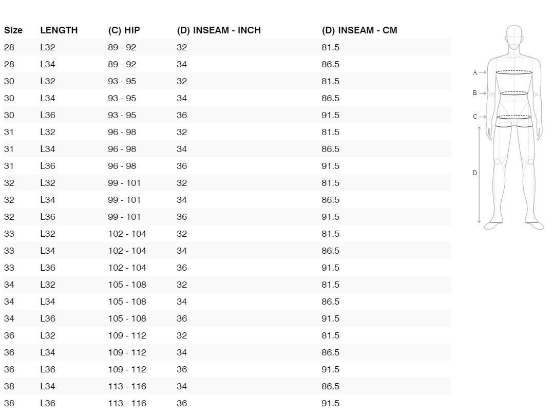 Foto: Size chart REV'IT!