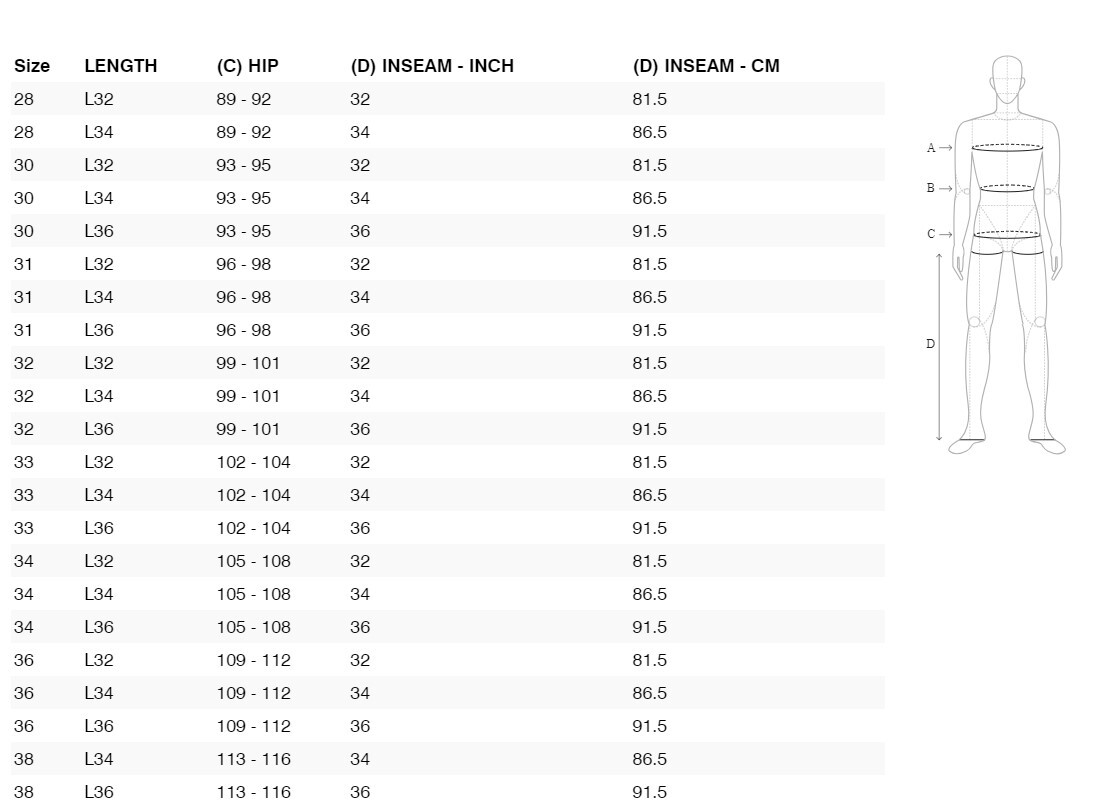 Foto: Size chart REV'IT!