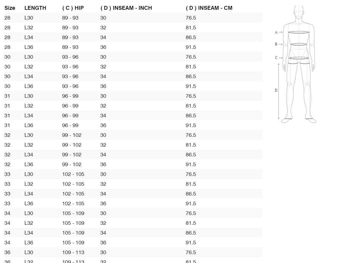 Foto: Size chart REV'IT!