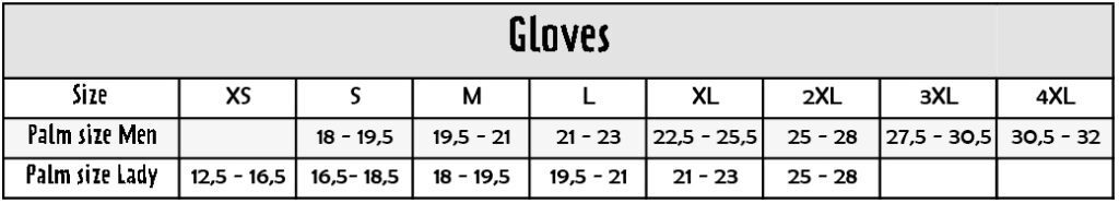 Foto: Size chart Rusty Stitches