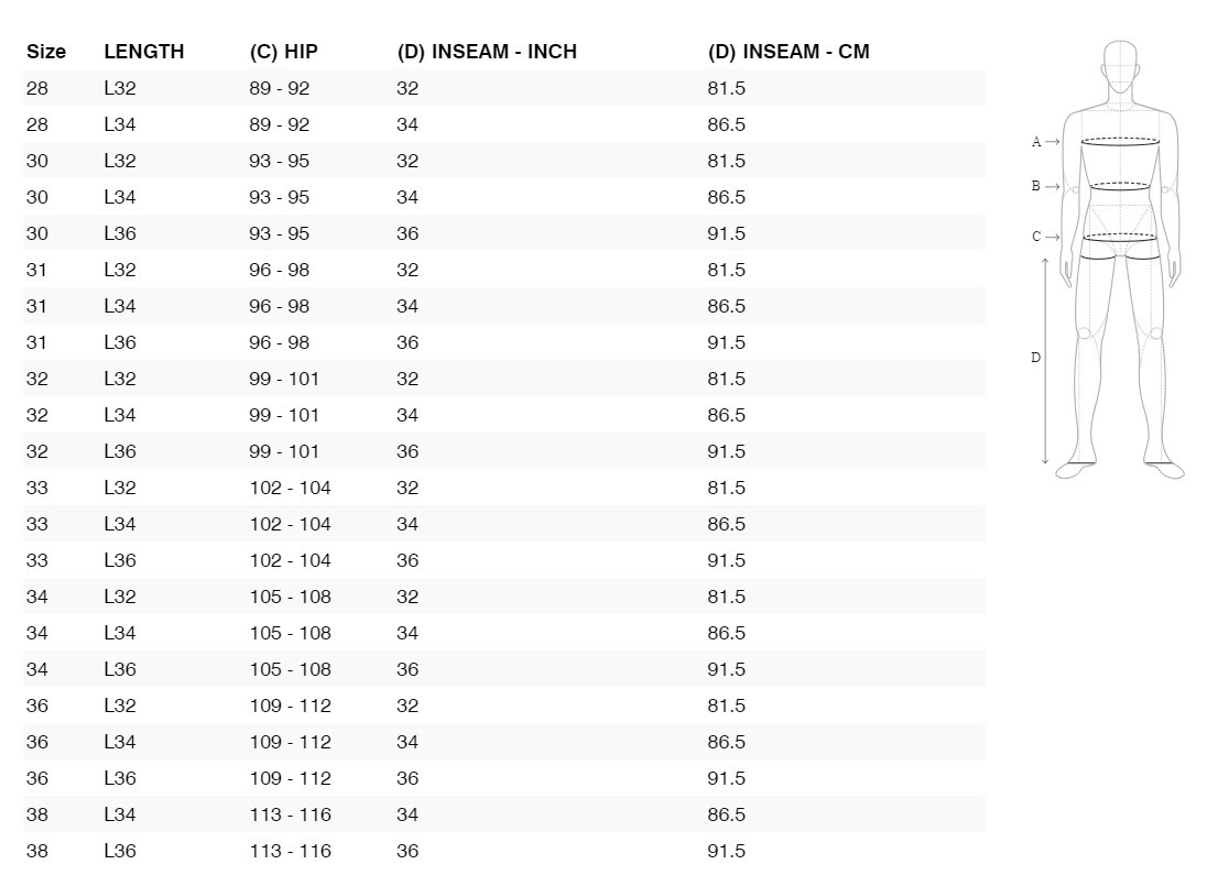 Foto: Size chart REV'IT!