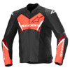 Foto: Faster V3 Airflow Leren Motorjas Zwart-Rood-Fluor